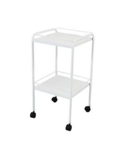 Mesa Auxiliar em Pintura Epóxi 40x40x80cm com Rodizio e Varanda - S-0840-C